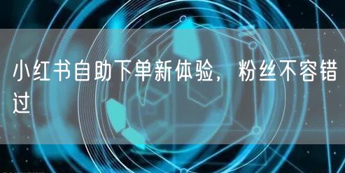 小红书自助下单新体验，粉丝不容错过