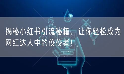 揭秘小红书引流秘籍，让你轻松成为网红达人中的佼佼者！