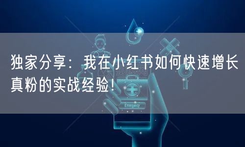 独家分享：我在小红书如何快速增长真粉的实战经验！