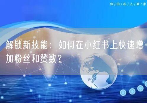 解锁新技能：如何在小红书上快速增加粉丝和赞数？