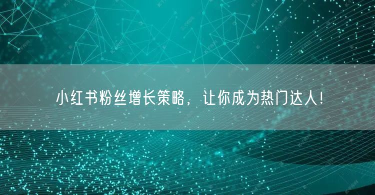 小红书粉丝增长策略，让你成为热门达人！